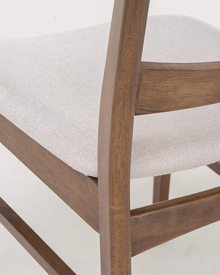 Christopher Knight Home Idalia Dining Chairs, 2-Pcs Set, Rubber Wood, Light Beige / Walnut Finish - LeafyLoom