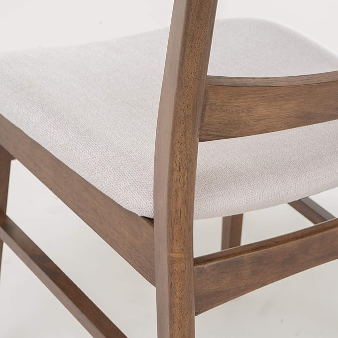 Christopher Knight Home Idalia Dining Chairs, 2-Pcs Set, Rubber Wood, Light Beige / Walnut Finish - LeafyLoom