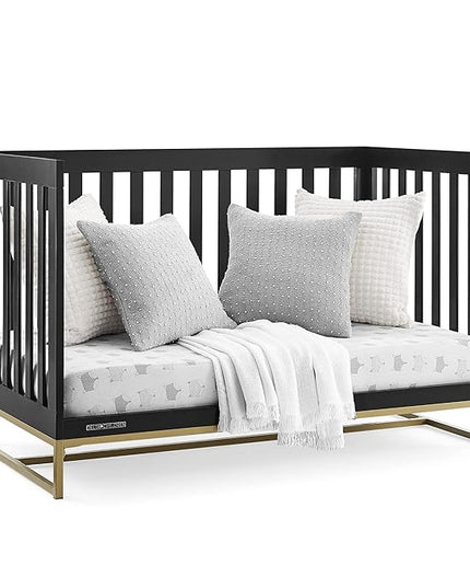 Delta Children Jade 4-in-1 Convertible Crib - Greenguard Gold Certified, Ebony/Bronze - LeafyLoom