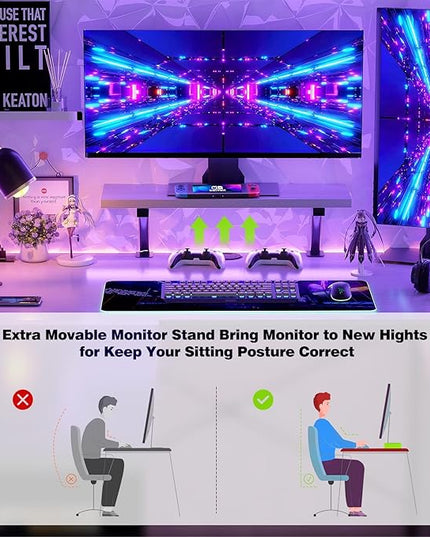 Aheaplus L Shaped Desk with Outlet and USB Charging Ports, L-Shaped Desk with Storage Shelves Reversible Corner Computer Desk 2 Person Long Table with Monitor Stand Gaming Home Office Desk, White - LeafyLoom