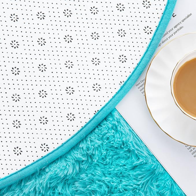 Noahas Ultra Soft Fluffy Bedroom Rugs Kids Room Carpet Modern Shaggy Area Rugs Home Decor 2.6' X 5.3', Teal Blue - LeafyLoom