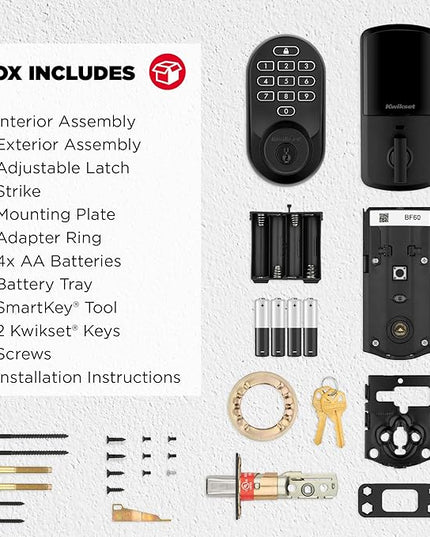 Kwikset Halo Wi-Fi Smart Lock, Keyless Entry Door Deadbolt, Geofence Auto-Unlock, Grade AAA Certified, No Hub Easy Install, Matte Black Lifetime Finish Warranty, Backlit Keypad Kwikset