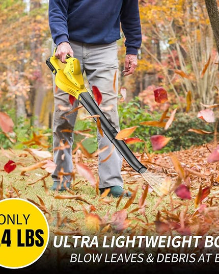 Electric Handheld Cordless Leaf Blower with 2 Batteries for Patio, Yard - 20V 140 CFM Lightweight, Battery Powered, Small - LeafyLoom
