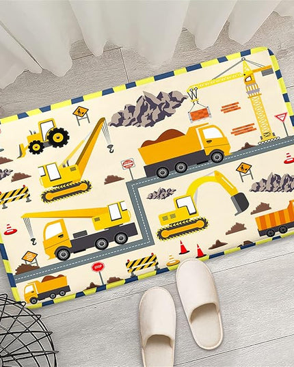 Construction Play Mat Car Rug Play Mat Construction Rugs for Boys Room Car Rug for Boys Room Construction Decor for Boys Room Playroom Rug for Livingroom 2'×3' - LeafyLoom