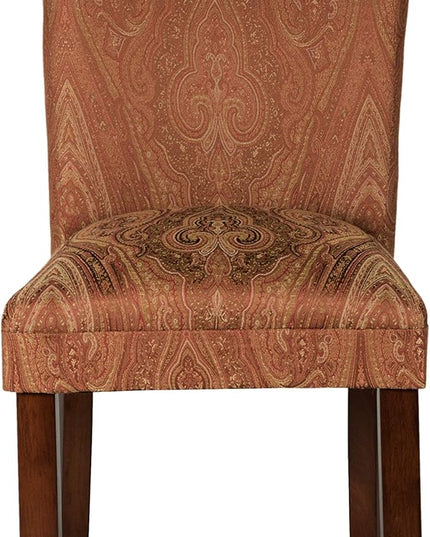 Homepop Home Decor |K1136-F765 | Classic Upholstered Parsons Dining Chair | Single Accent Dining Chair, Red & Gold Damask - LeafyLoom