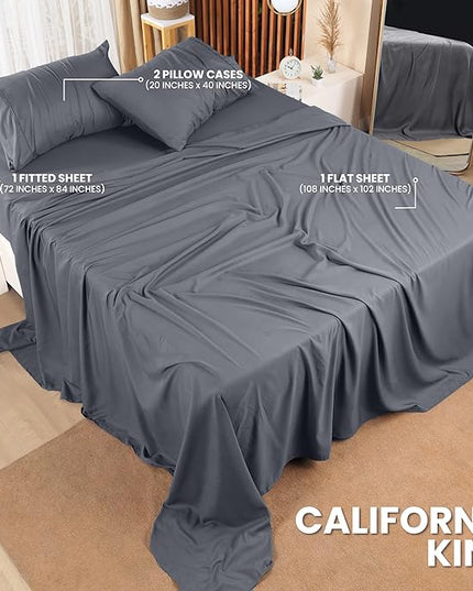 Utopia Bedding California King Bed Sheets Set - 4 Piece Bedding - Brushed Microfiber - Shrinkage and Fade Resistant - Easy Care (California King, Grey) - LeafyLoom