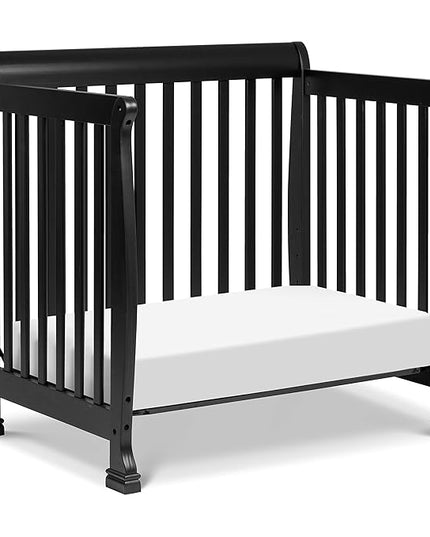 DaVinci Kalani 4-in-1 Convertible Mini Crib in Ebony | Greenguard Gold Certified - LeafyLoom