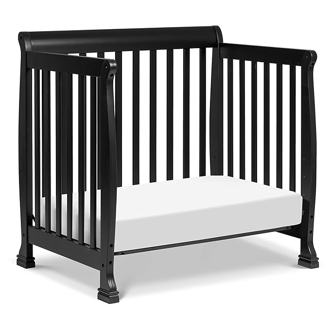 DaVinci Kalani 4-in-1 Convertible Mini Crib in Ebony | Greenguard Gold Certified - LeafyLoom