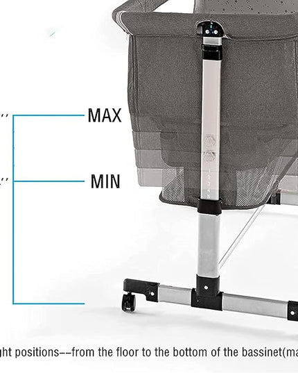 Bedside Sleeper Bedside Crib, Baby Bassinet 3 in 1 Travel Baby Crib Baby Bed with Breathable Net,Adjustable Portable Bed for Infant/Baby(Deep Grey) - LeafyLoom