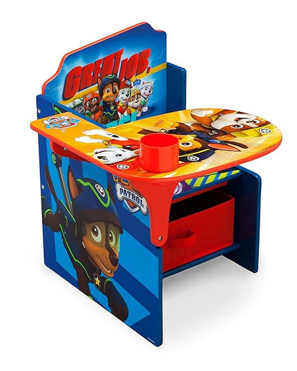 Delta Children Chair Desk with Storage Bin - Ideal for Arts & Crafts, Snack Time, Homeschooling, Homework, Reading & More, Nick Jr. PAW Patrol, with Cup Holders|Arm Rest, Engineered Wood - LeafyLoom