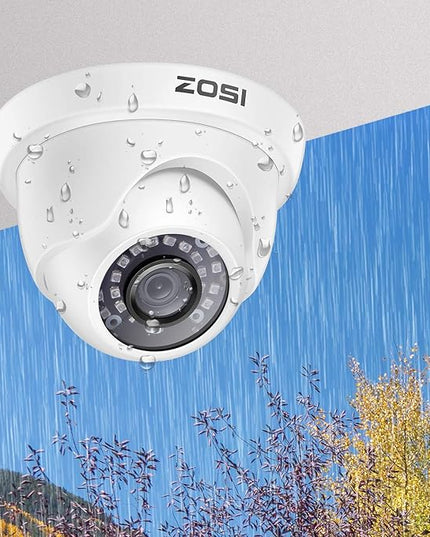 ZOSI 1000TVL CCTV Camera 24 IR LEDs Indoor Outdoor Day Night Vision 65ft Security Dome Color Camera for DVR Surveillance System (White) ZOSI