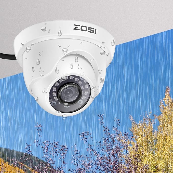 ZOSI 1000TVL CCTV Camera 24 IR LEDs Indoor Outdoor Day Night Vision 65ft Security Dome Color Camera for DVR Surveillance System (White) ZOSI