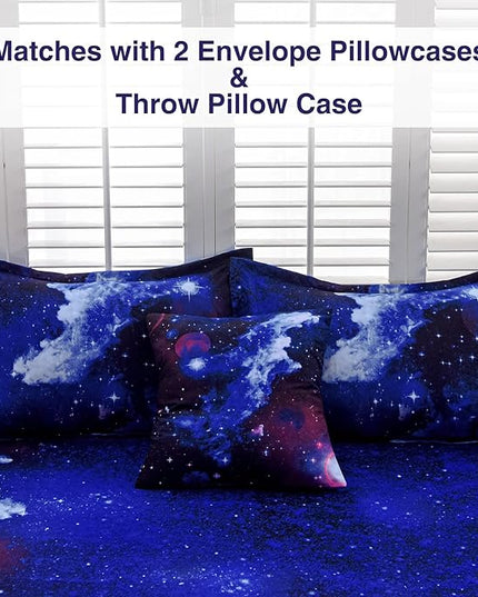 A Nice Night Galaxy 6Pcs Bedding Sets Outer Space Comforter Bed in a Bag 3D Printed Quilt,for Children Boy Girl Teen Kids,Full 6Pcs - LeafyLoom