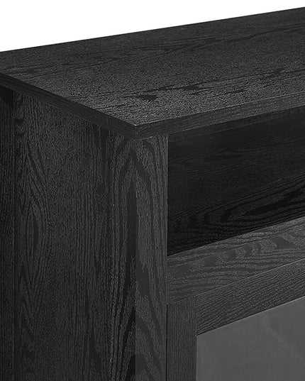 Walker Edison Glenwood Rustic Farmhouse Glass Door Highboy Fireplace TV Stand for TVs up to 65 Inches, 58 Inch, Black - LeafyLoom