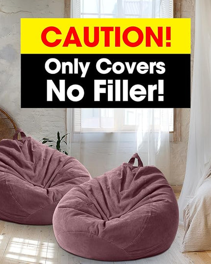 2 Pcs Bean Bag Cover Stuffed Animal Storage Bean Bag Chair Cover Soft Corduroy Stuffed Animal Bean Bag Storage for Kids Adults Indoor Bedroom Organizing Plush Toys (Pink Purple,200l) - LeafyLoom