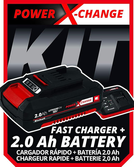 Einhell GE-CL Power X-Change 18-Volt Cordless 130-MPH 90-CFM Varaible Speed Air Sweeper / Leaf Blower, Kit (w/ 2.0-Ah Battery + Fast Charger) - LeafyLoom