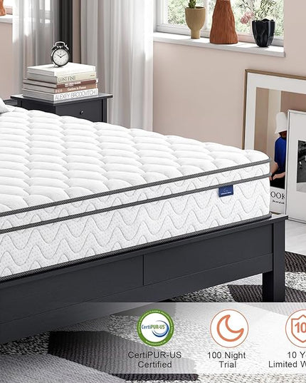 Vesgantti 12 Inch Multilayer Hybrid Twin XL Mattress - Multiple Sizes & Styles Available, Ergonomic Design with Breathable Foam and Pocket Spring/Medium Plush Feel - LeafyLoom