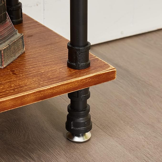 Industrial Bookshelf, Bookcases and Book Shelves 5 Shelf,Pipe Bookshelf, Industrial Pipe Shelving, Pipe Shelves(Rustic Brown, 29.5" L x 11.8" W x 70" H) - LeafyLoom