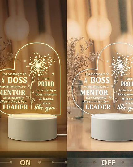 Boss Day Gifts, Boss Gifts for Women Men, Boss Lady Gifts for Women, Appreciation Night Lamp for Boss Day Birthday Christmas Going Away Farewell Congratulation Retirement, Best Boss Ever - LeafyLoom