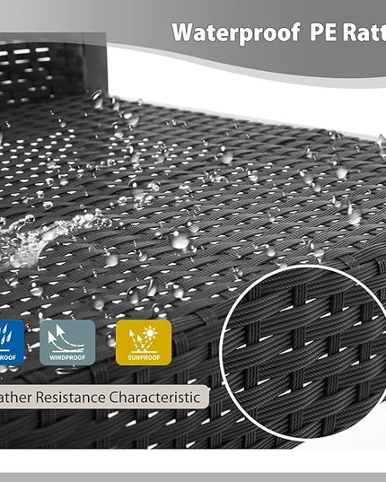 FDW 3 Piece Patio Furniture Sets Wicker Patio Chairs Rattan Outdoor Bistro Set Outdoor Furniture for Backyard Porch Poolside Lawn,Grey Cushion - LeafyLoom