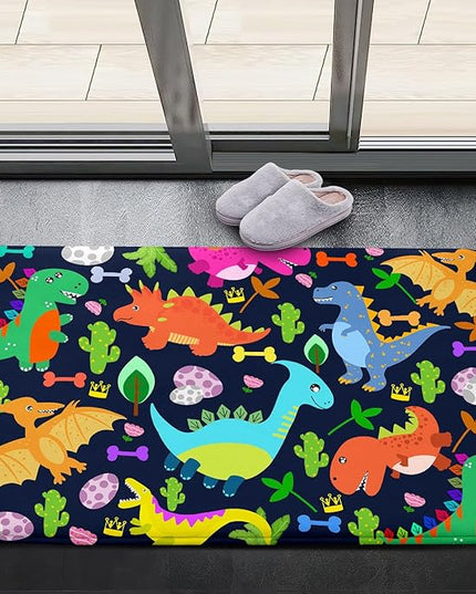 Dinosaur Rug for Boys Room Cartoon Dinosaur Area Rugs Kids Rug Dinosaur Rug Kids Play Rug Dinosaur Play Rug for Bedroom and Kidroom Playing Room,Dark Blue 2'×3' - LeafyLoom