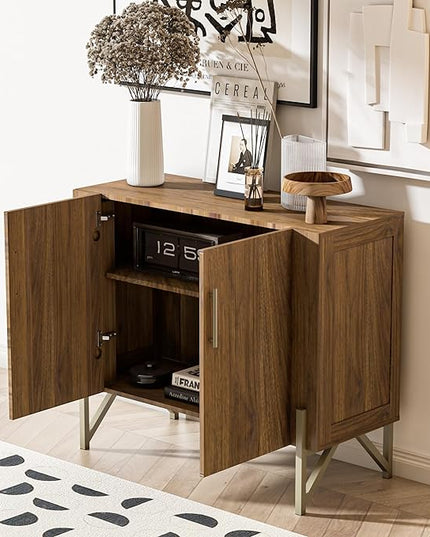 roomfitters 39” Sideboard Buffet Cabinet with Storage, Accent Cabinet with 2 Doors, Modern Mid-Century Credenza, Dark Walnut Furniture for Kitchen, Entryway, Living Room - LeafyLoom