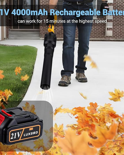 Leaf Blower Cordless with 2X 4.0Ah Batteries Powered, 150 MPH, 5 Variable Speed, Lightweight Electric Leaf Blower for Lawn Care, Snow, Gifts, Garage, Rooftop - LeafyLoom