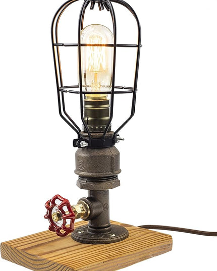 Loft Style Lamp, Solaire of Astora", Steam Punk Industrial, Bedside Night Lamp, Metal Body, Table Desk Light with Dimmer, LL-023 - LeafyLoom