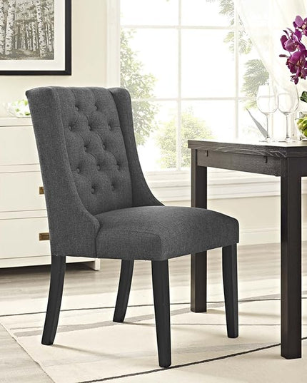 Modway Baronet Modern Tufted Upholstered Fabric Parsons Kitchen and Dining Room Chair in Gray - LeafyLoom
