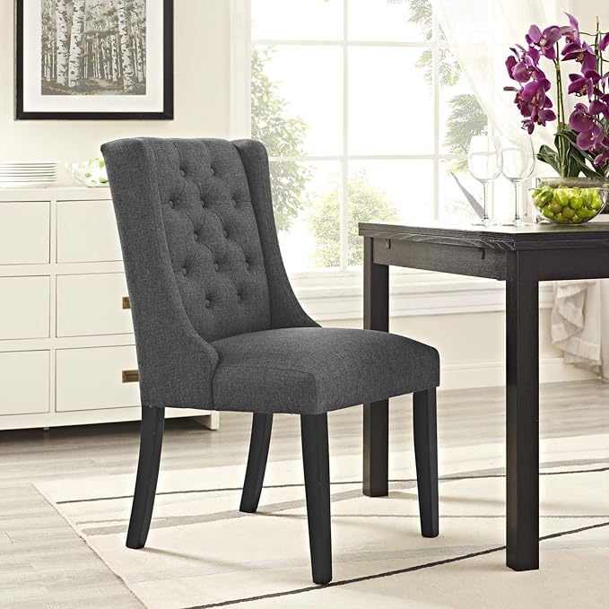Modway Baronet Modern Tufted Upholstered Fabric Parsons Kitchen and Dining Room Chair in Gray - LeafyLoom