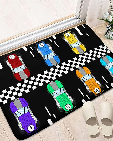 Race Car Rug Kids Play Area Rugs Race Car Track Rug Kids Rug with Roads and Tracks Car Track Carpet Car Rug for Boys Room Race Car Room Decor for Boys,Black 2'×3' - LeafyLoom