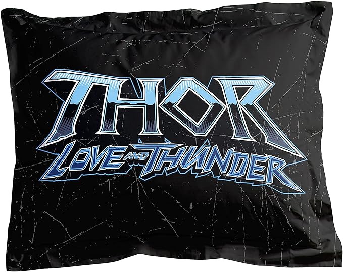 Jay Franco Marvel Comics Thor Mighty Twin Comforter & Sham Set - Kids Super Soft Bedding - Fade Resistant Microfiber (Official Marvel Product) - LeafyLoom