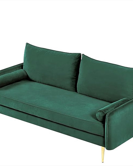 Kent Modern Sofa, European Style Velvet Living Room Furniture with Tapered Legs, Vintage Flair, and Sleek Design, Green - LeafyLoom