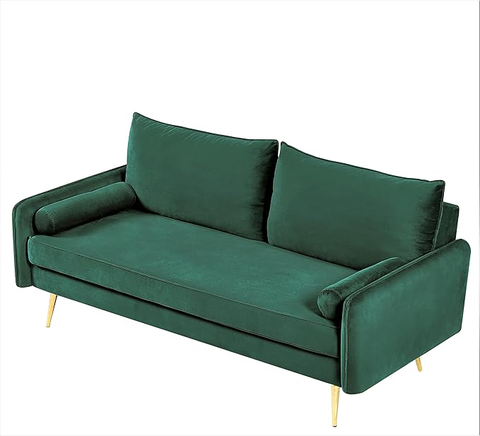 Kent Modern Sofa, European Style Velvet Living Room Furniture with Tapered Legs, Vintage Flair, and Sleek Design, Green - LeafyLoom