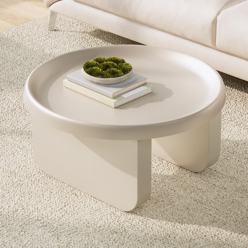 Round Coffee Table,Modern Coffee Table,Unique Circle Coffee Tables,Metal Center Table for Living Room (Black, 29.5 x 16.5) LeafyLoom