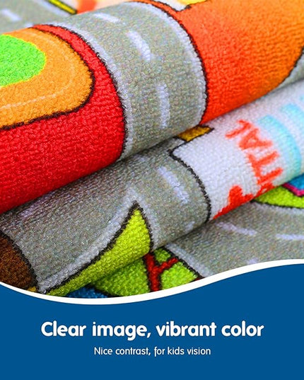 Booooom Jackson Kids Car Rug Play Mat 60x32 inches,Car Mat for Kids Toy Cars,Car Rug,Non Slip Kids Rug for Bedroom Boys Playroom,Kids Play Rug for Cars Trucks,Fun Area Rug,Around City Town Play Carpet - LeafyLoom