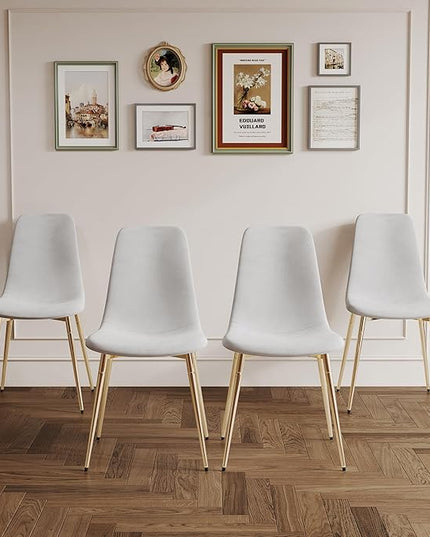NicBex Haerin-SD-00338-LWJ Dining Chairs, 17.7"x19.7"x34.3", White and Gold - LeafyLoom