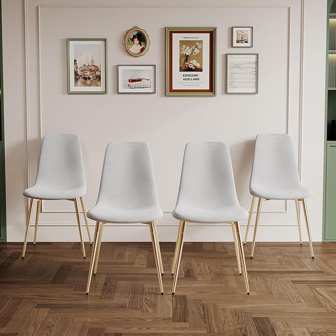 NicBex Haerin-SD-00338-LWJ Dining Chairs, 17.7"x19.7"x34.3", White and Gold - LeafyLoom
