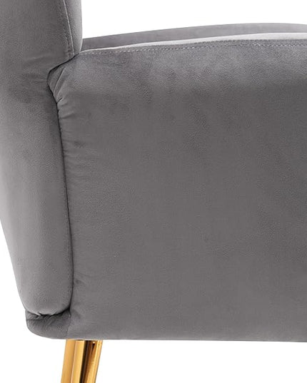 US Pride Furniture Modern Accent Chair with Ergonomic High Wingback, Microfiber Upholstered Armchair with Metal Legs for Living Room, Bedroom, Office or Vanity, Grey - LeafyLoom