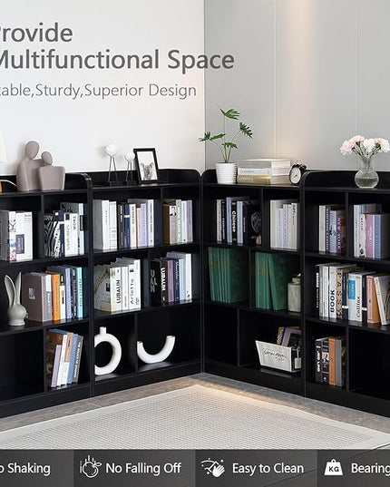 Book Shelf with Back Panel Stability 6 Cube Bookcase Multifunctional Cube Storage Organizer for Bedroom Living Room Office Closet School in Black with 31.49''W - LeafyLoom