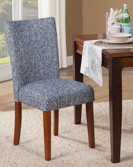 HomePop Parsons Classic Upholstered Accent Dining Chair, Set of 2, Navy - LeafyLoom