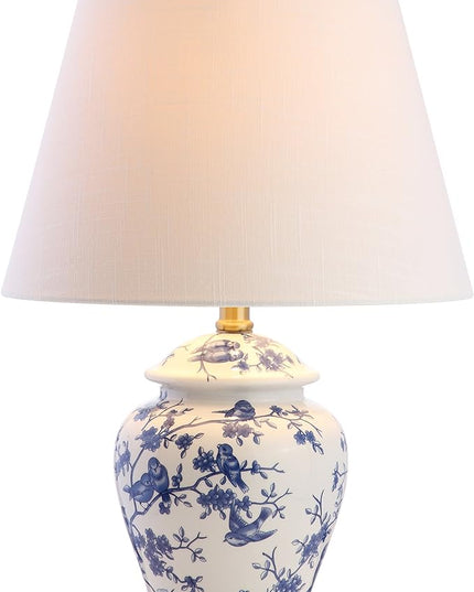 JONATHAN Y JYL3005A Penelope 22" Chinoiserie LED Table Classic Cottage Bedside Desk Nightstand Lamp for Bedroom Living Room Office College Bookcase LED Bulb Included, Blue/White - LeafyLoom