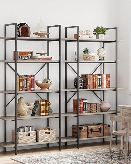 GAOMON 5 Tier Bookshelf, 67.9” Book Shelves for Living Room, Large Bookcase with 5 Open BookShelves, Display Shelves for Home Office, Study Room, Living Room, Bed Room-Grey - LeafyLoom