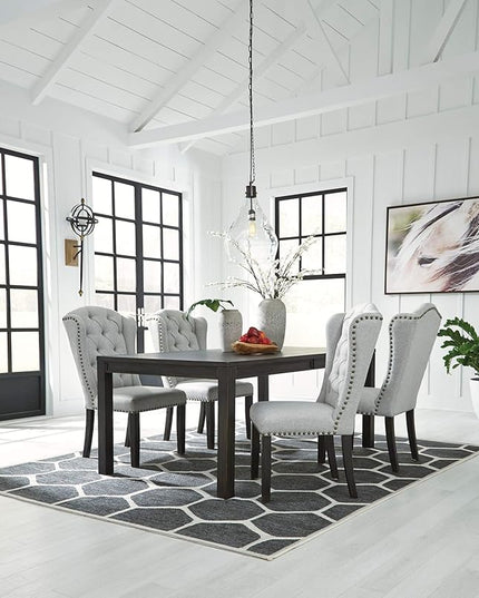 Signature Design by Ashley Jeanette Traditional Tufted Upholstered Wingback Dining Chair, 2 Count, Light Gray - LeafyLoom