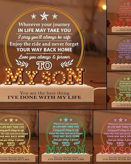ARTSYWIX 3D Illusion Lamp with Wooden Base, Acrylic Night Light - USB Powered, Personalized Gift for Son, Birthday, Graduation, Decorative Tabletop Lamp - LeafyLoom