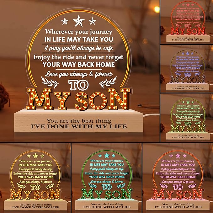ARTSYWIX 3D Illusion Lamp with Wooden Base, Acrylic Night Light - USB Powered, Personalized Gift for Son, Birthday, Graduation, Decorative Tabletop Lamp - LeafyLoom