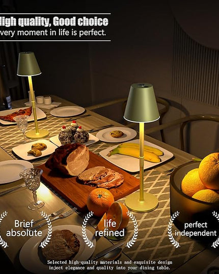 LED CordlessTable Lamp,4000mAh Rechargeable Battery Desk lamp,3 Level Brightness Night Light, Simple Design, for Couple Dinner/Coffee Table/Restaurant/Bedroom(Champagne gold 4Pack) - LeafyLoom