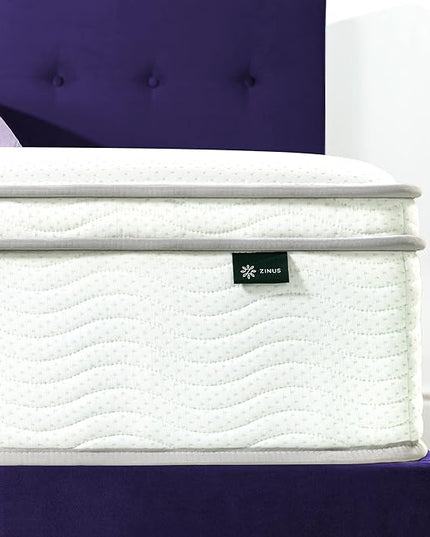ZINUS 12 Inch Foam and Spring Mattress, King, CertiPUR-US Certified Foams, Mattress in A Box, White - LeafyLoom