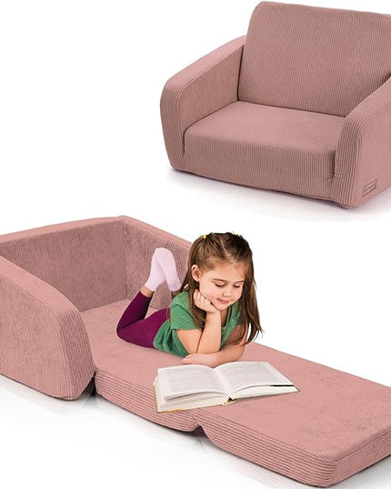 ZICOTO Comfy Kids Chair for Toddler - Stylish 2 in 1 Lounger Made of Memory Foam Easily Unfolds Into a Soft Baby Couch to Nap On - Modern Fold Out Sofa for The Little Ones - LeafyLoom