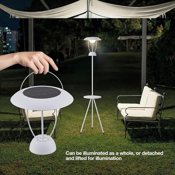 Outdoor Floor Lamp is Solar Powered, Equipped with Three Level Dimming Outdool Solar Lamp, and a Windproof Outdoor Floor Lamp with a Table, Suitable for Terraces, Decks, and Outdoor Spaces - LeafyLoom
